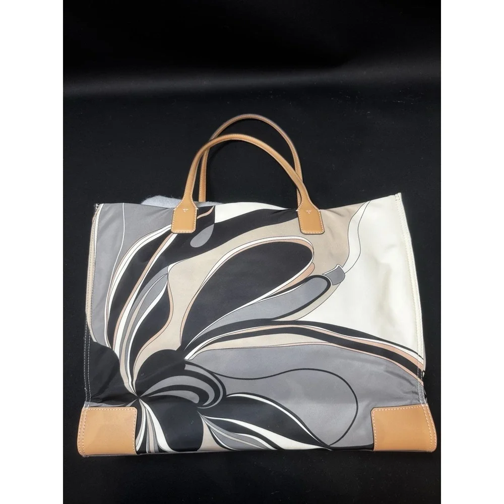 Tory Burch Ella Printed Tote Neutral Tulip Swirl Large 88237 Designer Bag